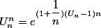 U_n^n = e^{(1+\dfrac{1}{n})(U_n-1)n}